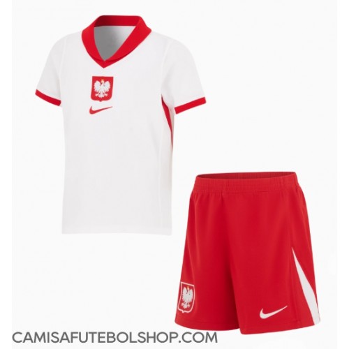 Camisa de time de futebol Polónia Replicas 1º Equipamento Infantil Europeu 2024 Manga Curta (+ Calças curtas)